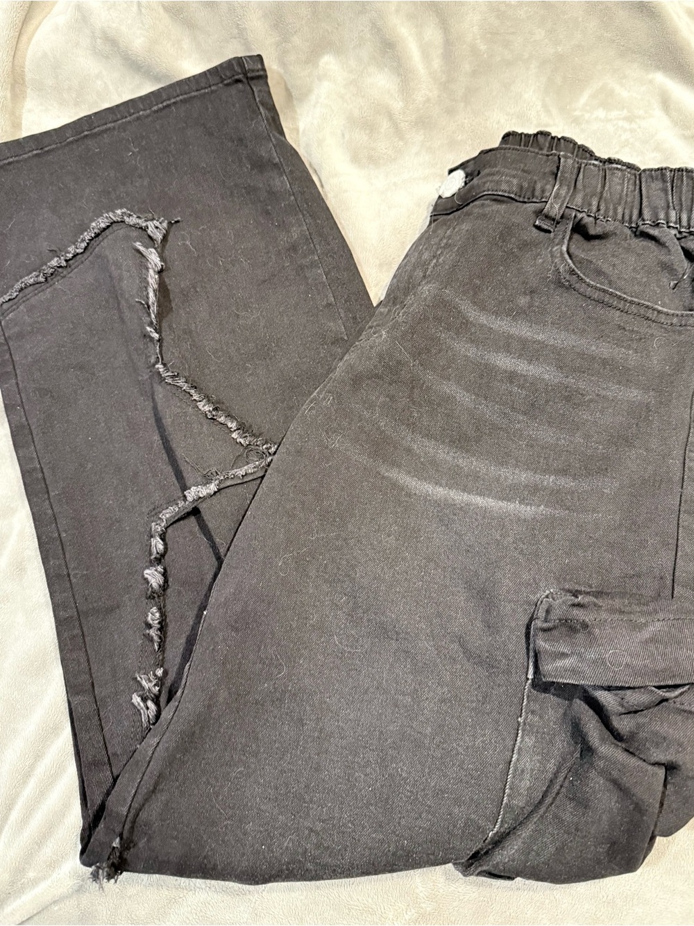 Christian Siriano Black Star Mid-Rise Barrel Leg Cargo Jeans Size Small